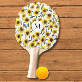 Raquete De Ping Pong Monograma de girassol abstrato