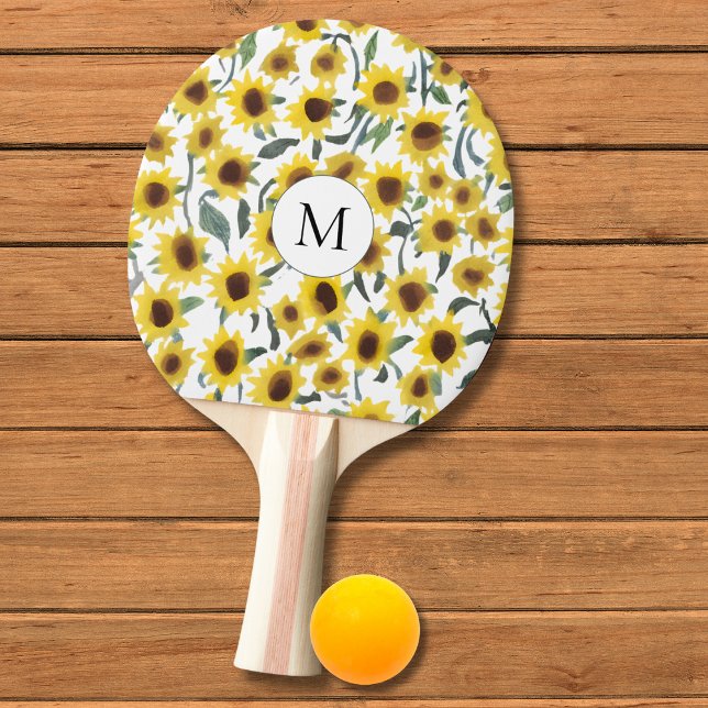 Raquete De Ping Pong Monograma de girassol abstrato (Criador carregado)