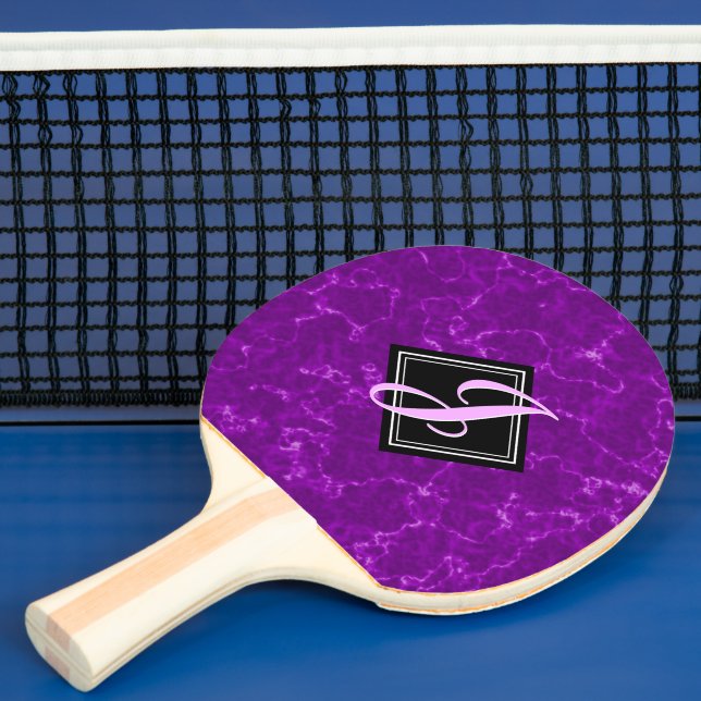 Raquete De Ping Pong Monograma de Glândulas Negras Roxas Elegantes (Insitu)