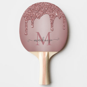 Raquete De Ping Pong Monograma de Glitter Glitter de Glitter de Grelha 