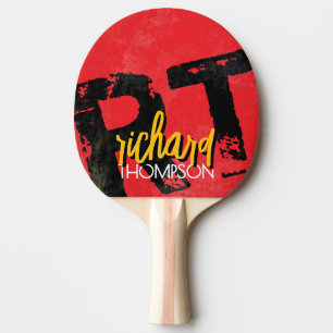 Raquete De Ping Pong Monograma de jogador fixe (nome e iniciais) envelh