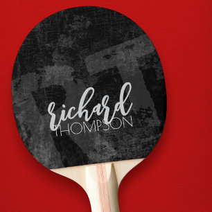 Raquete De Ping Pong Monograma de jogador fixe (nome e iniciais) preto 