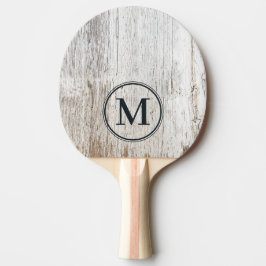 Raquete De Ping Pong Monograma de Madeira Clareada e Envelhecida