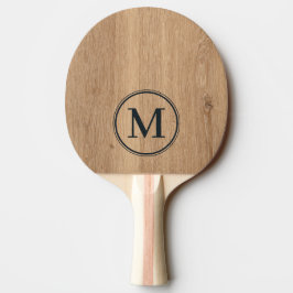 Raquete De Ping Pong Monograma de Madeira de Teca Clara