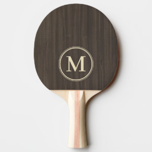 Raquete De Ping Pong Monograma de Madeira Moderno Escuro