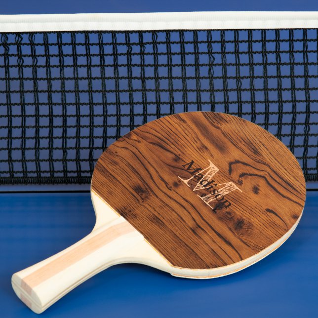 Raquete De Ping Pong Monograma de madeira russa queimada em vinagre (Insitu)