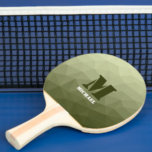 Raquete De Ping Pong Monograma de malha geométrica verde claro do Exérc