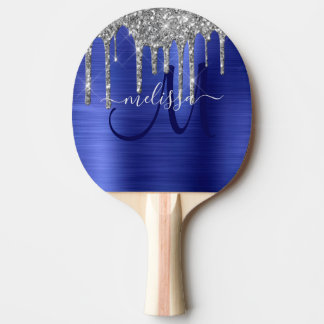 Raquete De Ping Pong Monograma de Metal de Pincel com Coleta Azul
