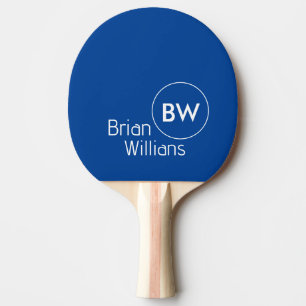 Raquete De Ping Pong Monograma de nome e inicializações em AZUL colorid