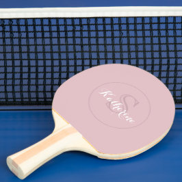 Raquete De Ping Pong Monograma de Nome Personalizado Rosa Desbotado