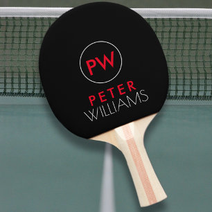 Raquete De Ping Pong Monograma de nomes e iniciais a preto legal