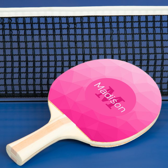 Raquete De Ping Pong Monograma de Padrão Geométrico de Gradiente Rosa Q (Insitu)