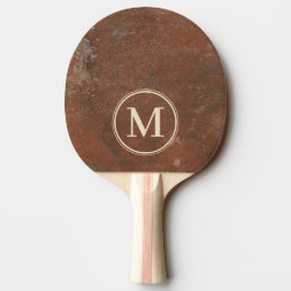 Raquete De Ping Pong Monograma de Pedra de Areia Marrom