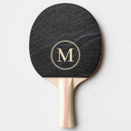 Raquete De Ping Pong Monograma de Pedra de Granito Preto