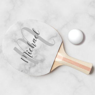 Raquete De Ping Pong Monograma de Script Personalizado e Pesquisa de Ma