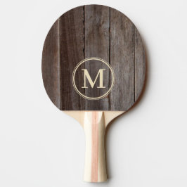 Raquete De Ping Pong Monograma de Tábuas Vintage