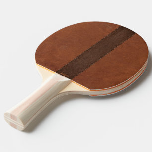 Raquete De Ping Pong Monograma de textura castanha de couro castanha