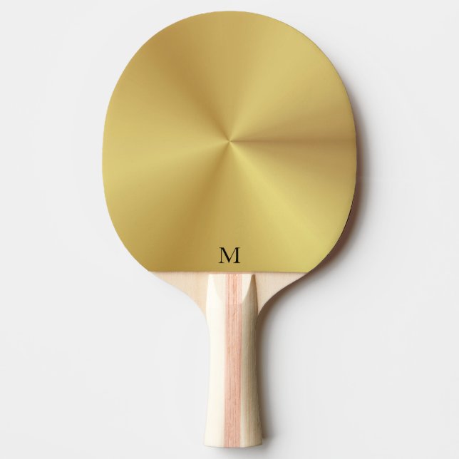 Raquete De Ping Pong Monograma de Textura Dourada Metálica brilhante (Frente)