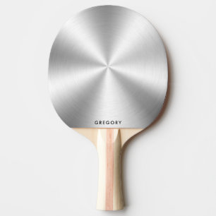 Raquete De Ping Pong Monograma de textura metálica brilhante personaliz