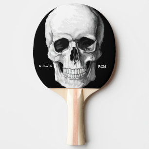 Raquete De Ping Pong Monograma do crânio do Grunge