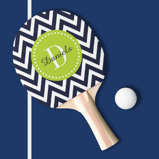 Raquete De Ping Pong Monograma do marinho e da Gíria Verde