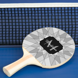 Raquete De Ping Pong Monograma do padrão do triângulo mosaico branco pr