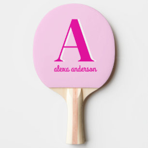 Raquete De Ping Pong Monograma Dolly Retro Rosa Quente