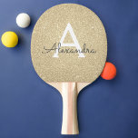 Raquete De Ping Pong Monograma Dourado de luxo e brilho<br><div class="desc">Dourado de luxo Faux Glitter e Sparkle Elegante Monogramas Ping Pong Paddle. Este Ping Pong Paddle pode ser personalizado para incluir seu nome inicial e seu nome próprio.</div>