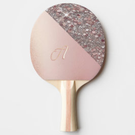 Raquete De Ping Pong Monograma Dourado Elegante