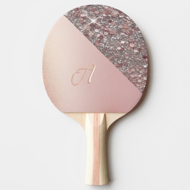Raquete De Ping Pong Monograma Dourado Elegante (Frente)