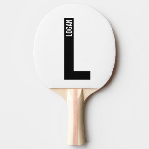 Raquete De Ping Pong Monograma e Nome de Negrito Personalizado Moderno