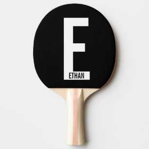 Raquete De Ping Pong Monograma e Nome de Negrito Personalizado Moderno