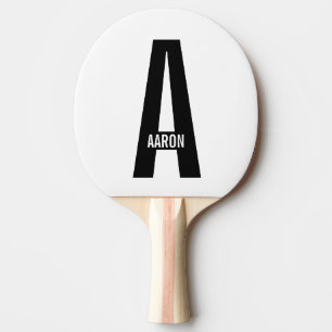 Raquete De Ping Pong Monograma e Nome de Negrito Personalizado Moderno