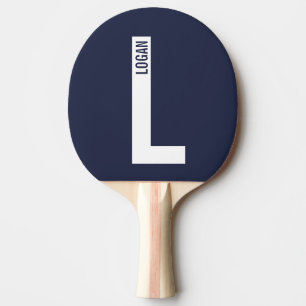 Raquete De Ping Pong Monograma e Nome de Negrito Personalizado Moderno