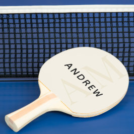 Raquete De Ping Pong Monograma e Nome do bege claro moderno