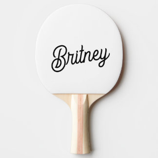 Raquete De Ping Pong Monograma e Nome Personalizados de Branco Preto Mo