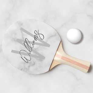 Raquete De Ping Pong Monograma e Nome Personalizados de Script de Ângul