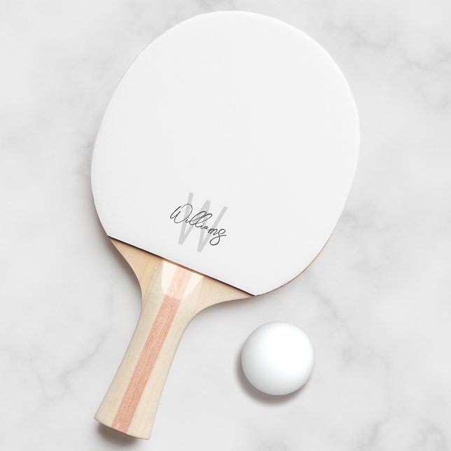 Raquete De Ping Pong Monograma e Nome Personalizados de Script Moderno (Criador carregado)