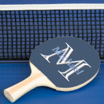 Raquete De Ping Pong Monograma e nome personalizados de três cores azul<br><div class="desc">Você será um vencedor com este remo azul clássico — uma superfície azul com um Monograma Tricolorido mais personalizado com o nome. Também poderia fazer um presente maravilhoso para o pingue-pongue entusiasmado — olhe atentamente e você verá as três cores no Monograma. Qualquer pergunta sobre design, envie um e-mail para...</div>