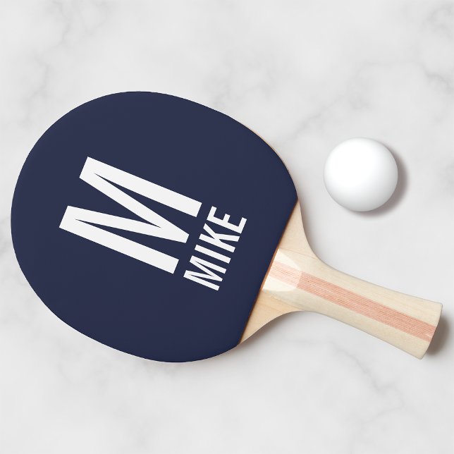 Raquete De Ping Pong Monograma e Nome Personalizados Modernos (Criador carregado)