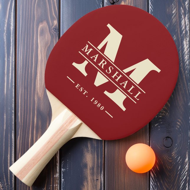 Raquete De Ping Pong Monograma e Nome Sobrepor Amorango Profundo (Criador carregado)