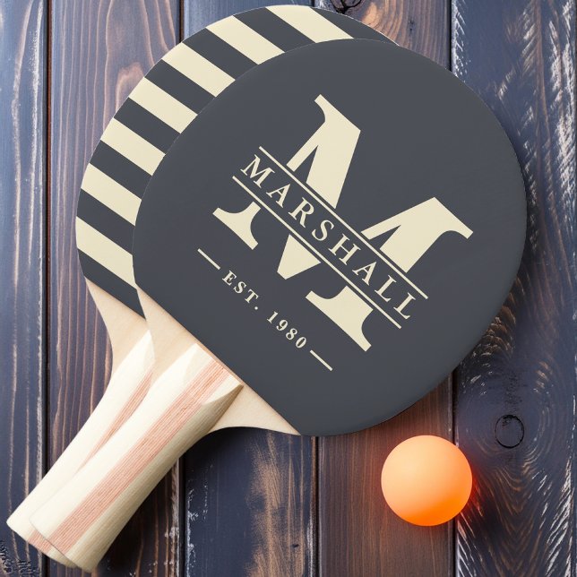 Raquete De Ping Pong Monograma e Nome Sobrepor Cinzas mediterrânicas Po (Criador carregado)