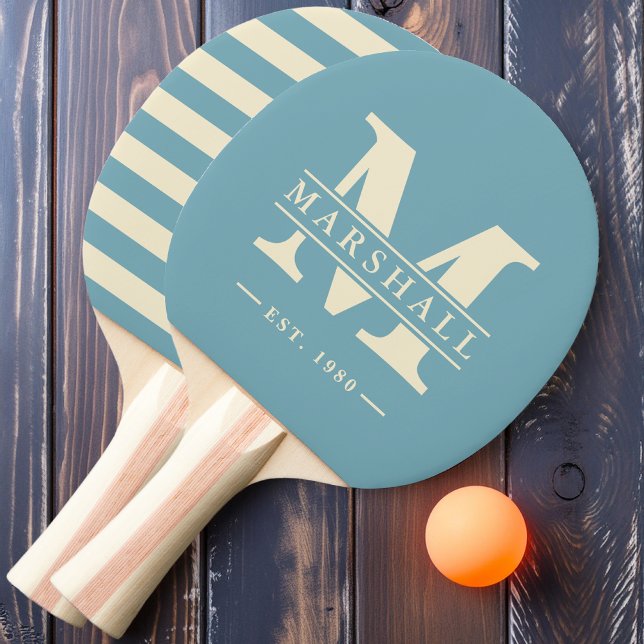 Raquete De Ping Pong Monograma e Nome Sobreposição Aqua Aqua Aqua Aqua  (Criador carregado)