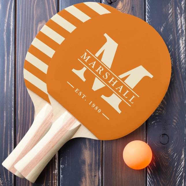 Raquete De Ping Pong Monograma e Nome Sobreposição de Citros Quentes (Criador carregado)
