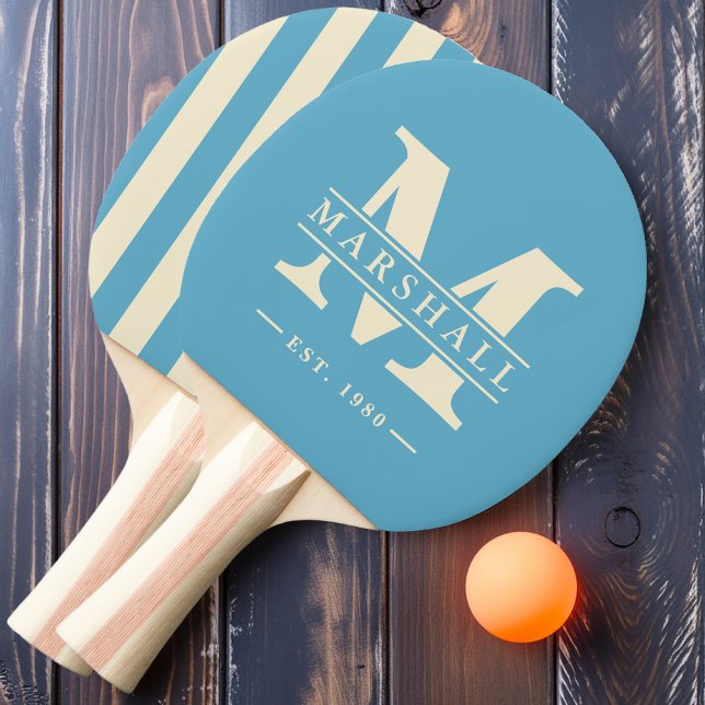 Raquete De Ping Pong Monograma e Nome Sobreposição de Polo Espelho Aqua (Criador carregado)