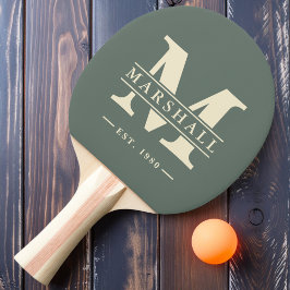 Raquete De Ping Pong Monograma e Nome Sobreposto Cinza Quente