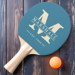 Raquete De Ping Pong Monograma e Nome Sobreposto Deep Aqua