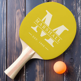 Raquete De Ping Pong Monograma e Nome Sobreposto Limão Escuro