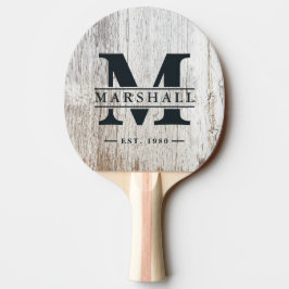 Raquete De Ping Pong Monograma e Nome Sobrepostos com Efeit de Desgaste