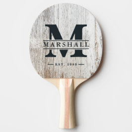 Raquete De Ping Pong Monograma e Nome Sobrepostos com Efeit de Desgaste